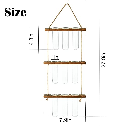 Wall Hanging Propagation Station with Wooden Stand Glass Test Tubes Tiered Planters Wall Terrarium for Home Office Plant Hanger Flower Vases Wall Decor Hydroponic Cuttings (9 Tube Vases) - view 2