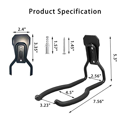 JuforminWeedeater Hanger, String Trimmer Hanger, Weed Eater Rack, Garage Wall Hooks, Power Tool Holder for Garage Wall, Utility Hooks for Garage Tool Organizers and Storage Black-4 Pcs - view 2