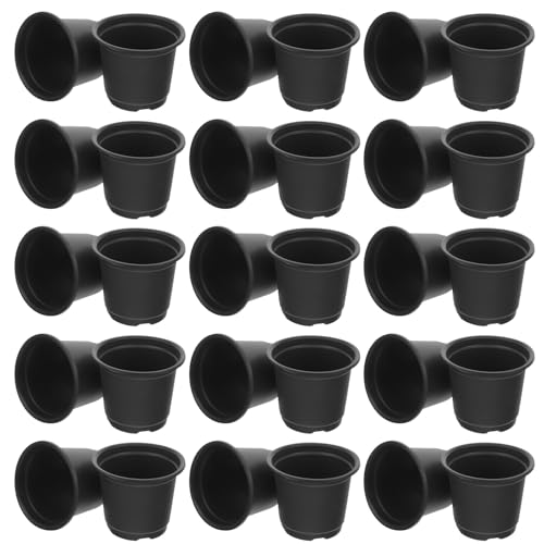 30pcs Plastic Nursery Plant Pots 100mm Diameter Medium Black Seedling Starter Containers for Indoor Outdoor Gardening and Succulent Propagation