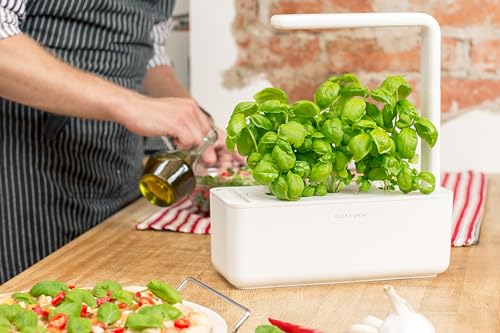 Click & Grow Indoor Herb Garden Kit with Grow Light | Smart Garden for Home Kitchen Windowsill | Easier Than Hydroponics Growing System | Vegetable Gardening Starter (3 Basil Pods Included), White - view 2