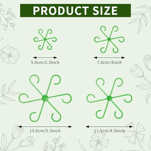 4 Pcs Plant Stem Supports for Indoor Plants, Assorted Sizes Plastic Plant Stabilizer Growth Accessories Plant Stakes Holders for Monstera Potted Climbing Plant (4, Green) - view 2