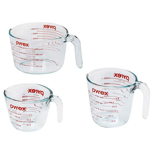 Essentials (3-Pack) Glass Measuring Cups Set (1, 2 & 4 Cup)