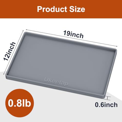 19" x 12" Extra Thick Silicone Mat Waterproof with Raised Edge, Gray - view 4