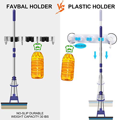 Broom Hanger Wall Mounted, 2PCS Mop and Broom Holder Wall Mount Garage Organization and Storage Stainless Steel Kitchen Tool Organizer Wall Hanger for Laundry Room Garden Garage Closet Kitchen - view 5