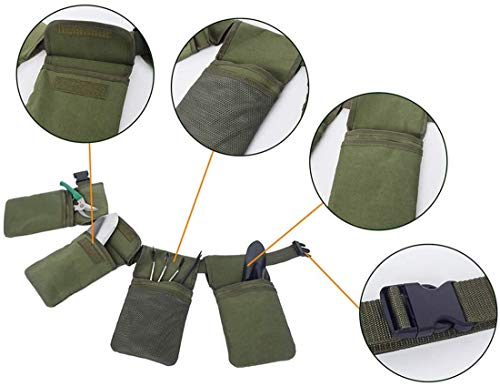 Gardening Tool Belt Bag Canvas Waist Tool Apron Organizer Hanging Pouch with 4 Pockets for Gardeners Picking Fruit Weeding, Fits Women & Men, Waterproof, 1 Pcs - view 3