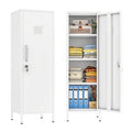 Metal Locker Cabinet, 47"H Home Office Storage Lockers, Vertical Steel Storage Cabinet with Locking Door and 3 Adjustable Shelves, Garage Tool File Cabinets for Home Office,Garage,Bathroom, White