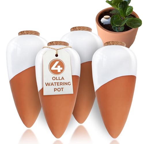 Plant Self Watering Globes - Terracotta Watering Spikes - Slow Release Olla Pots - Holds 14 oz - Drip Irrigiation Olla System