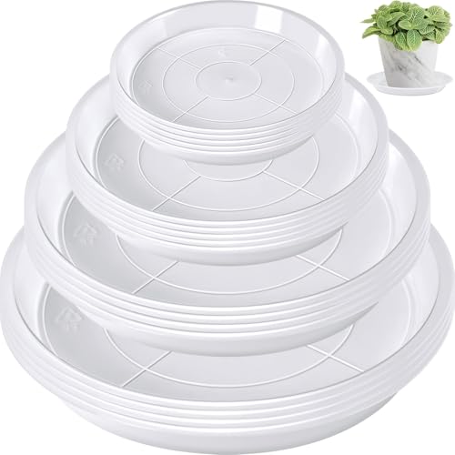 18 Pack Plant Saucer, Clear Drip Trays for Potted Plants, 4 Sizes