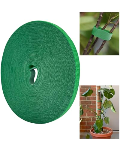Plant Ties Garden Tape, Reusable Adjustable Plant Clips for Climbing Plants, Green Nylon Self Adhesive Plant Twist Tie Strap to Support Gardening Plants (65.6 FT)
