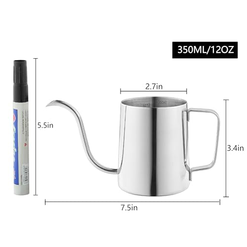 Small Watering Can, 12oz (350ml) Stainless Steel Indoor Watering Can with Long Spout, Mini Watering Can for Houseplants, Desk & Home Plants - view 2