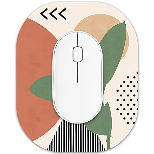 Small Mouse Pad 6 x 7 Inch, Oval Mini Mouse Pad with Non-Slip Rubber Base, Waterproof Compact Mouse Mat for Laptop Computer Wireless Mouse Keyboard Tray Home Office Travel, Tropical Plants