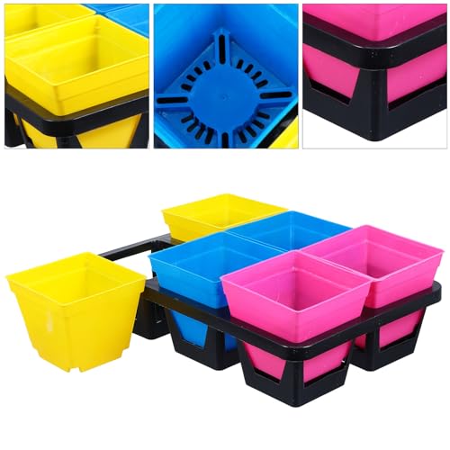 6-Grid Plastic Nursery Seedling Tray with 6 Large Compartments, Hydroponic Germination Grower Tray for Vegetable and Succulent Seedlings, Gardening Propagation Supplies, Random - view 5
