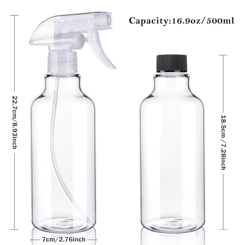 Plastic Spray Bottles, 16.9oz/500ml, 2 Pack，Clear - view 5