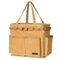 Water Resistant Gardening Tool Bag with Handles - 6 Pockets Utility Self-Standing Organizer for Camping/Garden/Car Storage, 14" x 13" x 10" | Khaki