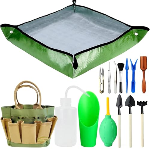 Garden Succulent Kit with Organizer Bag,15 Pieces, Green