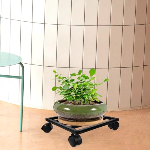 25cm Iron Plant Pot Stand with Wheels for Planter Moving - view 6