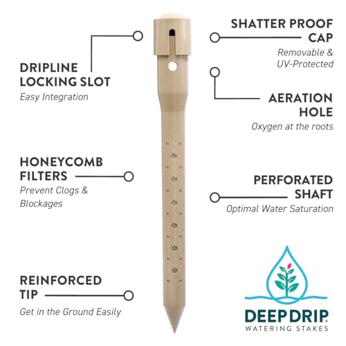 14 in. Plant Watering Stake (3 Pack) (Tan) | UV-Protected ABS Plastic Deep Root Irrigation Spike for Yard Plants, Shrubs, Vines - view 5