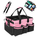 Multi - Purpose Cleaning Tool Organizer Tote Bag, Large Capacity with Adjustable Compartments, Portable Hand Strap & Adjustable Shoulder Strap for Cleaning, Gardening, Car Organization (Pink)