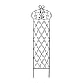Garden Trellis for Climbing Plants - 63-Inch Decorative Lattice Metal Panel for Vines, Roses, Vegetables, Berries, and Flowers (Black)