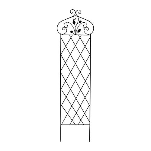 Garden Trellis for Climbing Plants - 63-Inch Decorative Lattice Metal Panel for Vines, Roses, Vegetables, Berries, and Flowers (Black)