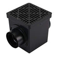900BKITRTL1PK Square Catch Basin Drain Kit with 2-Opening Catch Basin Drain, 2 Adapters, 1 Outlet Plug, 1 Plastic Drain Grate, 9-Inch, for Lawns, Landscaped Areas, Black