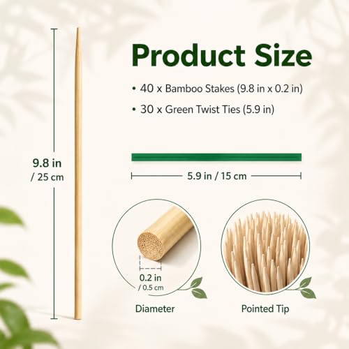 Plant Stakes for Indoor Plants - 40PCS Plant Support Sticks, 9.8" - view 6