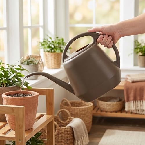 Plastic Watering Can, 1-Gallon, Deep Gray - view 5