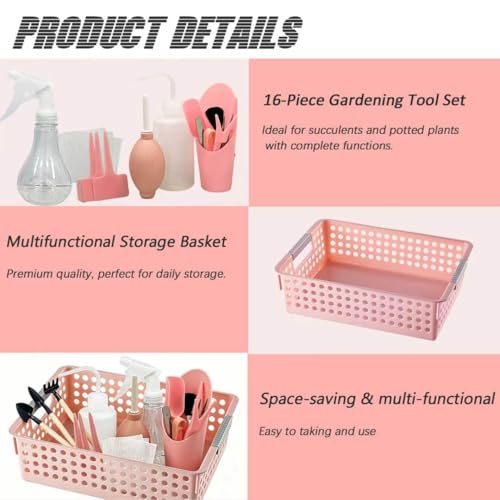 Mini Garden Tools Set for Succulent Plant Care Small Garden Hand Tools Indoor Transplanting Supplies, Including Pot Gift for Woman Pink - view 6