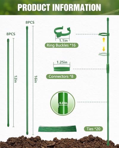 16 Pack 12 & 16 Inch Plant Support Stakes for Indoor & Garden - view 4