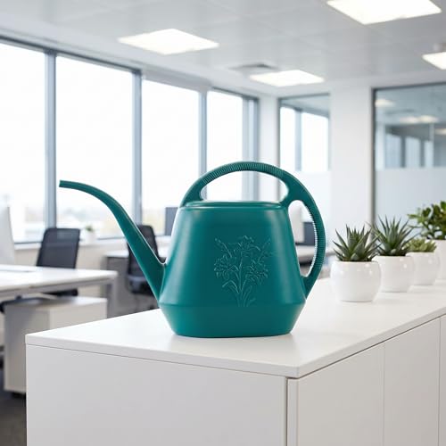 1-Gallon Plastic Watering Can with Comfortable Handle, Garden Watering Cans Long Spout for Indoor Outdoor Watering Plants (Green) - view 6