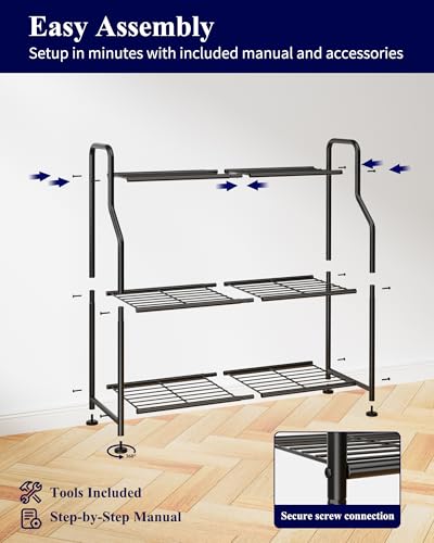 Metal Plant Stand Indoor & Outdoor, 27" Wide - 3 Tier, Black - view 6