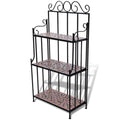 3-Layer Mosaic Plant Stand, Iron Frame Flower Rack Terracotta