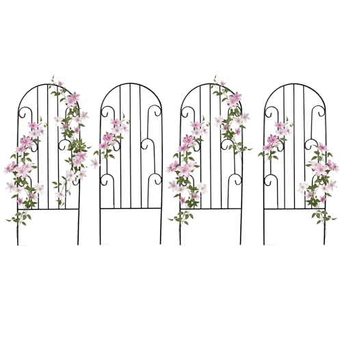 4 Pack Arched Iron Trellis, 45" H x 15.9" W, Decorative Scrollwork