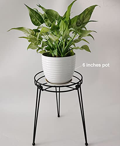 Midcentury Modern Metal Potted Plant Stand 18.7 inches Tall Flower Pot Holder Large Rustproof Iron Garden Container Heavy Duty Rack for Planter,Black (18.7 inches Tall Black) - view 6