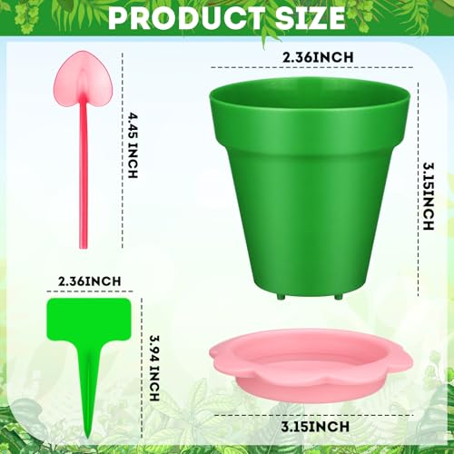 36 Packs Cupcake Plant Nursery Pots with Humidity Dome Small Flower Pots Plastic Planting Containers Cups with Saucers and Shovel for Indoor Outdoor Plant Succulent Display(Colorful) - view 2