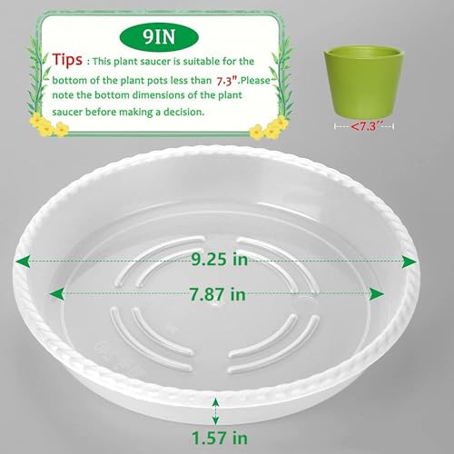 8 Pack of 9 Clear Plant Saucer Drip Trays, Plant Tray for Indoor and Outdoor Plants, Thicker & Sturdier & Durable Plastic Plant Saucers Plant Accessories Indoor - view 2
