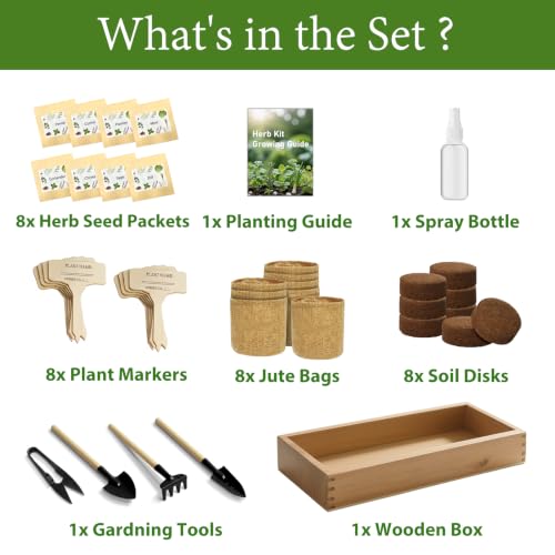 Indoor Herb Garden Kit, Complete Herb Starter Growing Kit with Seeds & Tools, Christmas Birthday Gifts for Women Men Mom Dad, House Warming New Home Kitchen Gifts for Girls Boys Plant Lovers - view 2