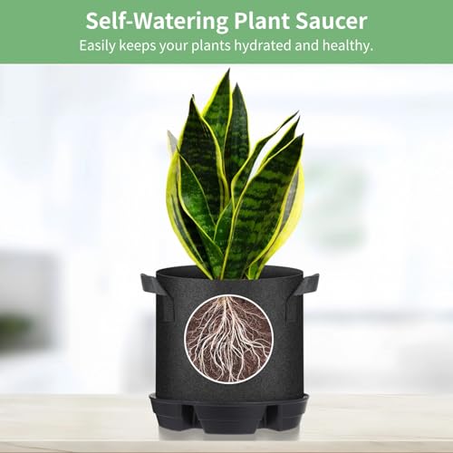 4 Pcs Self-Watering Plant Saucers, Indoor Auto Watering Fabric Pot Bases, Round Plastic Drip Trays for Plant Growth Bags, Provide Stable Support and Prevent Leakage - view 2