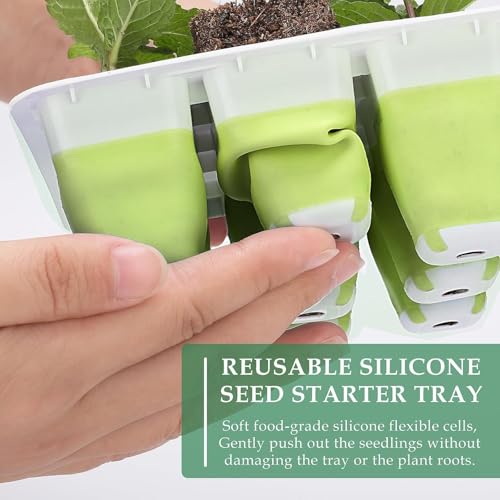 6pcs Reusable Seed Starter Kit, 72 Cells Seed Starter Trays, Silicone Seedling Starter Trays for Starting Plant Seeds with Flexible pop-Out Cells, Indoor Gardening Plant Germination Trays - view 4