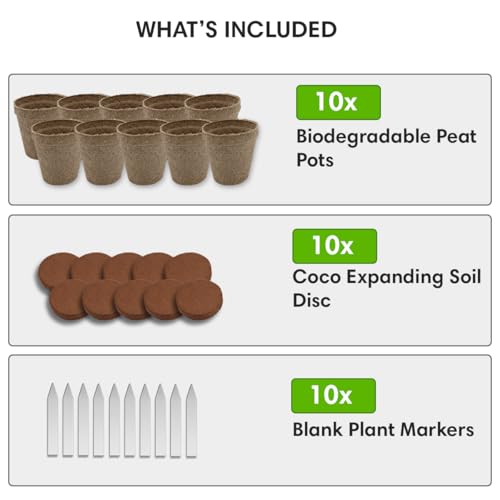 Seed Starter Kit - 10 Peat Pots, Coco Coir Discs & Markers - view 2