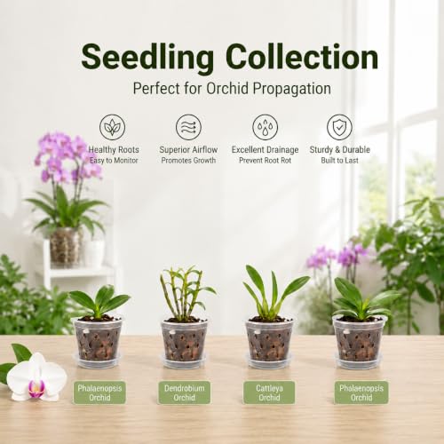 Orchid Pot -6 Pack 4 Inch Orchid Pots with Holes and Saucers, Clear Plastic Plant Pots with 8 Support Stakes and Clips, Orchid Repotting Kit for Indoor Plants - view 7