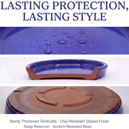 Ceramic Plant Saucer, 11.4 inch, Falling Blue - view 4