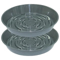 2 Packs Plant Saucer Pot Tray, 14 inch Grey Flower Planter Saucers and Drip Trays