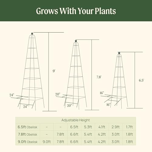 6.5 ft Pyramid Obelisk Garden Trellis, Metal Rustproof Plant Support Rose Trellis, Tower Potted Cages for Flowers Fruits Vegetable Vines Indoor & Outdoor - view 4