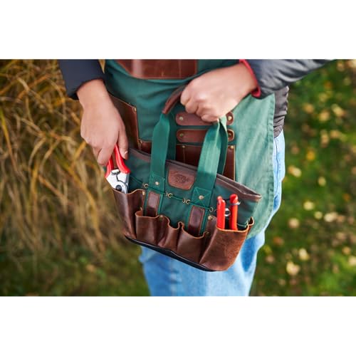 482 garden bag mini compact, waterproof canvas and leather, lightweight 400 g, multiple compartments, practical transport bag for tools, gloves, scissors and accessories - view 4