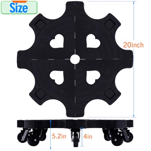 20 Inch Plant Caddy with Wheels Heavy Duty Outdoor,Indoor Rolling Plant Stand with 3inch Casters Black Heart Shaped Plant Dolly Large Potted Planter Cart for Big Flowerpots Plants Pots - view 2