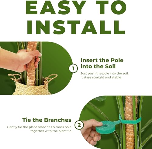2 Pack 63 Inch Bendable Moss Pole Monstera Plant Support Stakes for Indoor Plants - Tall Moss Stick Trellis for Potted Climbers - Stem Support Accessories for Climbing Houseplants - view 6