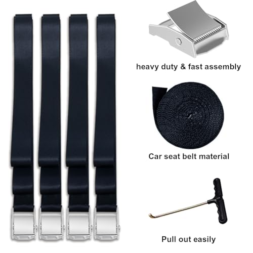 USA 4-Pack Windproof Trampoline Stakes Anchor Kit-Steel Corkscrew Anchor,Heavy Duty Tie Down Kit with T-Hook&Reinforced Safety Straps,Secure Weatherproof Protection for Trampoline,Tent&Playset - view 6