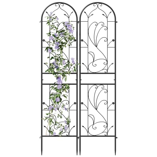 2-Pack 87" x 20" Sunflower Scroll Arch Black Metal Garden Trellises - view 2
