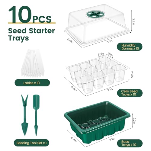 3rd Gen Seed Starter Tray, 10 Pack Seed Starter Kit, 120 Cells - view 2